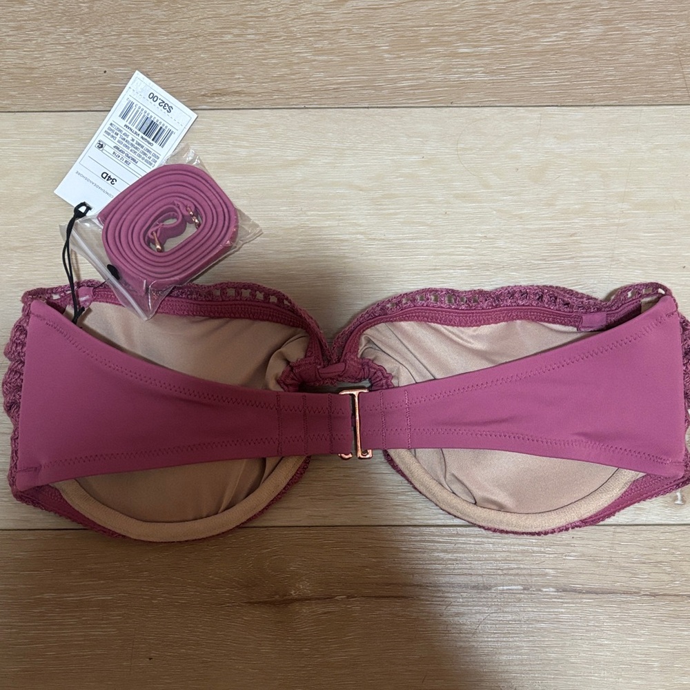 Shade & Shore Pink Bandeau Bikini Top with Detachable Strap